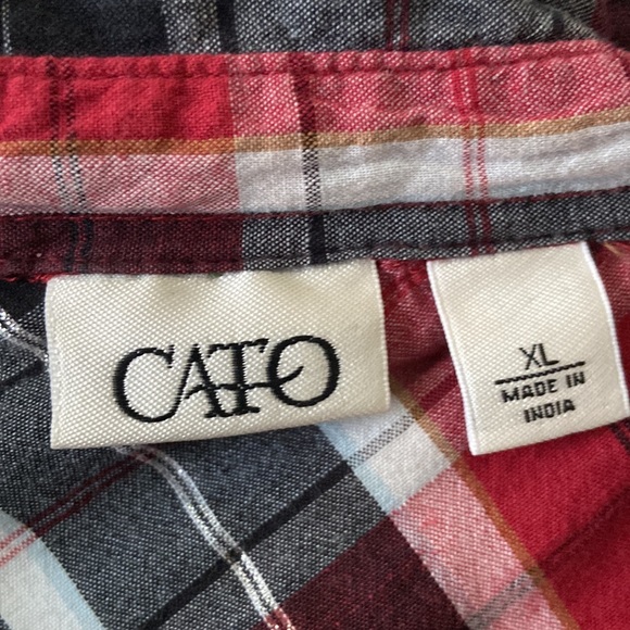 CATO 3/4 sleeves Sleeves Roll up too Plaid Button-down 100% Cotton. - Picture 3 of 6